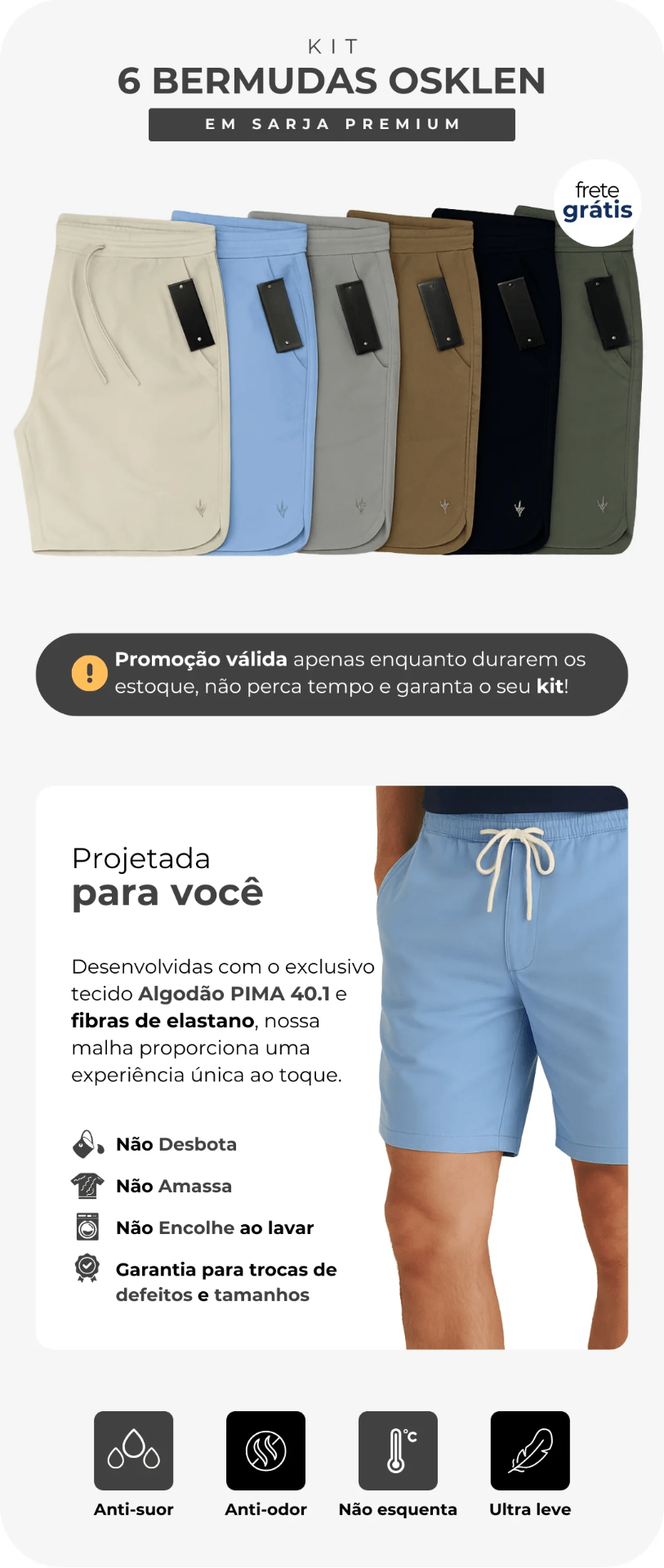 Kit 6 Bermudas Osklen — Detalhes do produto